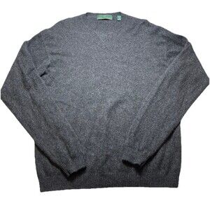 Men's Embassy Row 100% Cashmere Dark Gray Luxury Soft Knit Sweater - Size L